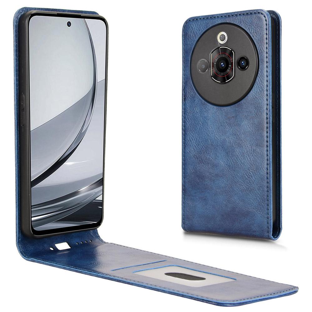 

Для ZTE nubia Focus Pro Чехол с карманом для карт Магнитный вертикальный откидной кожаный чехол для телефона Dark Blue