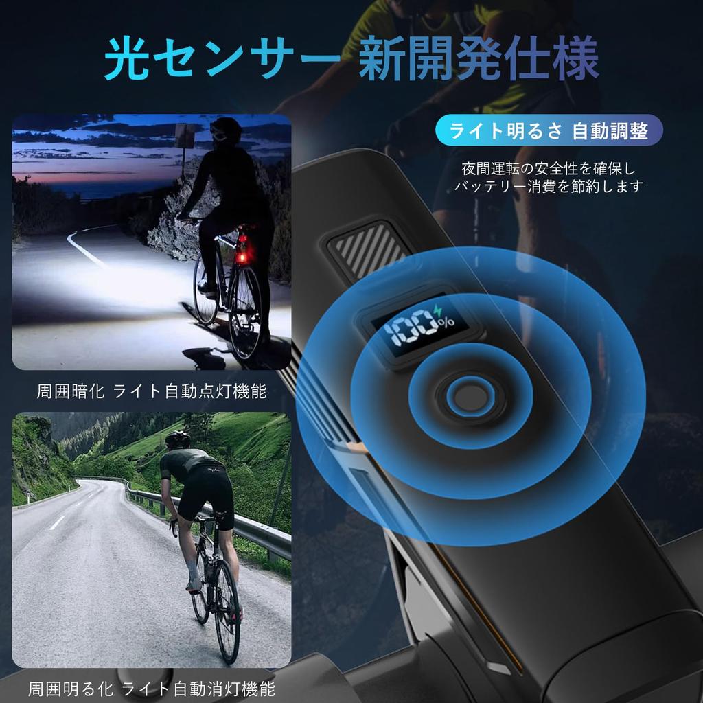 Bicycle Light [Ultra High Brightness/Long Distance Illumination] Optical Sensor Automatic