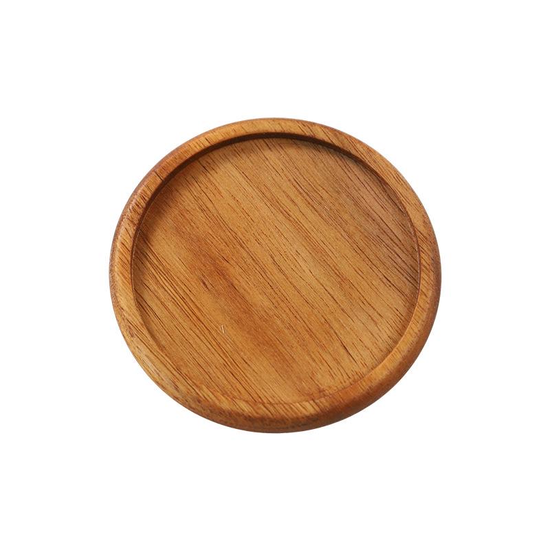 Round Solid Wood Grooved Coaster Set with Wrought Iron Rack - Non-Slip, Heat-Resistant Coasters for Home