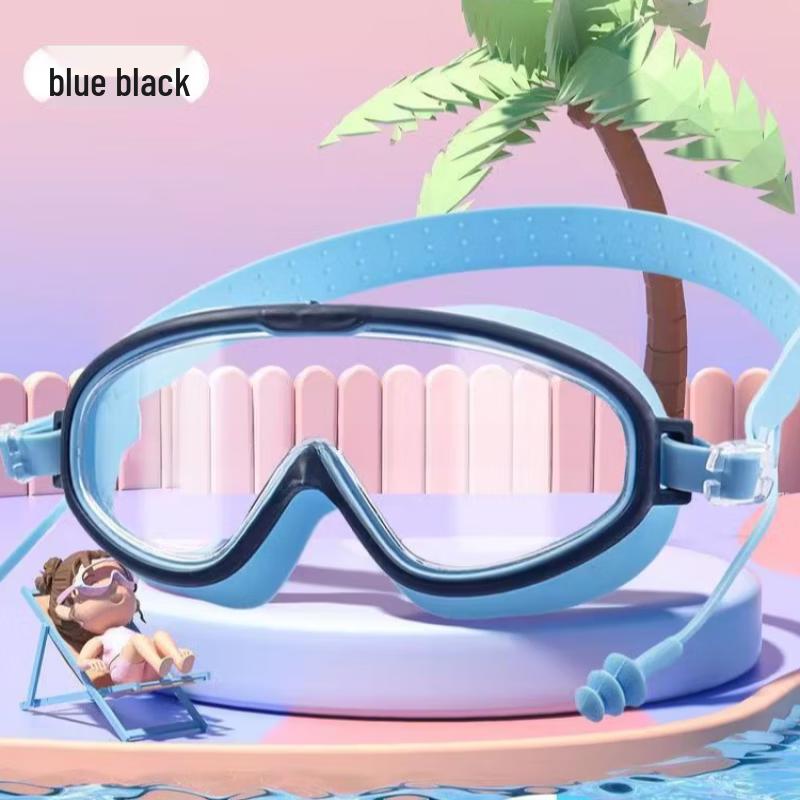 Children s Color Block Large Frame Anti-Fog Swimming Goggles