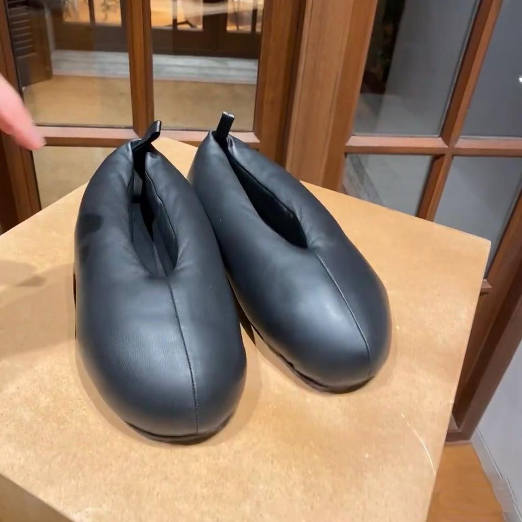 Leather Korean Lazy Style Bread Shoes Round Head Single Shoes Women's 2025 New Spring Fashion Ballet Flats