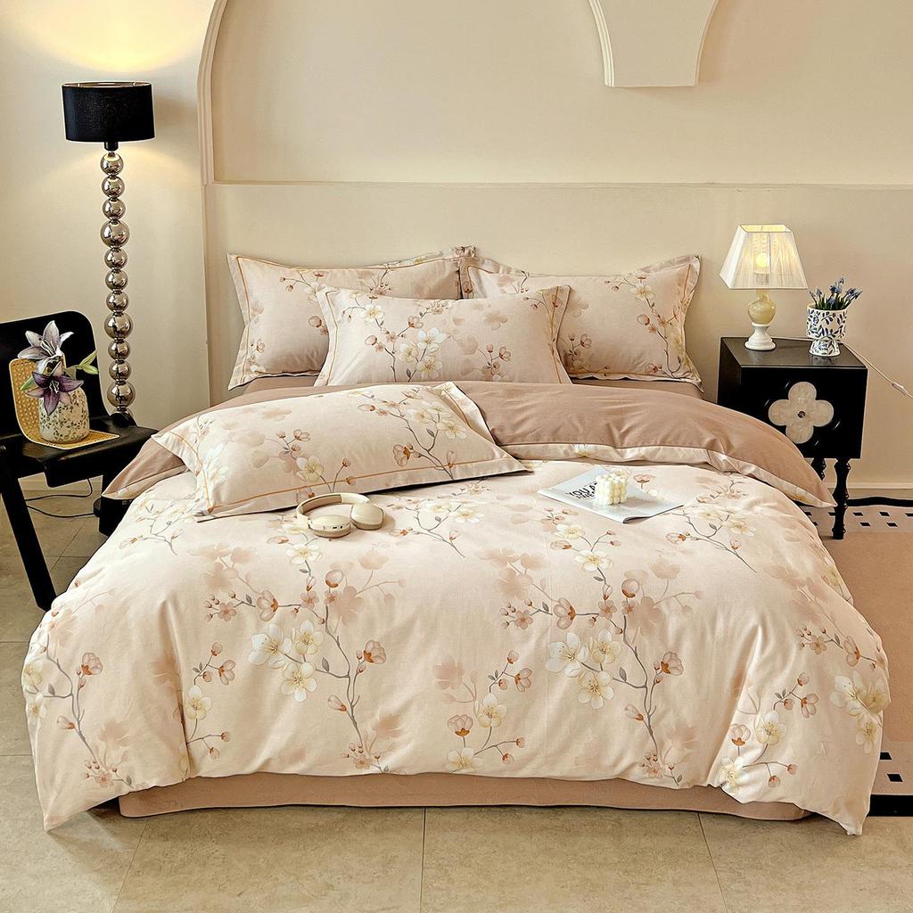 Szczotkowana Czysta Bawełna Antybakteryjna Zimowy Komplet Pościeli - 4-częściowy do Sypialni Głównej