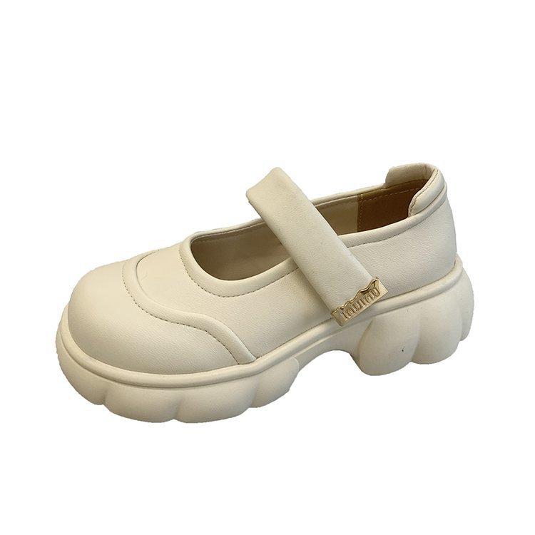 

Білі липучки з товстим низом Туфлі Мері Джейн Жіночі літні туфлі-мафіни на товстому каблуці Модні та зручні 40 бежевий