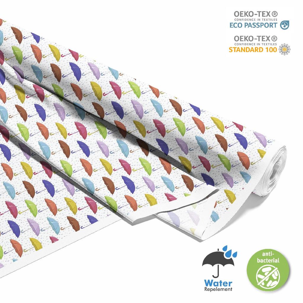 Outdoor Dekostoffe Oxford - Motiv Bunte Regenschirme, Regen