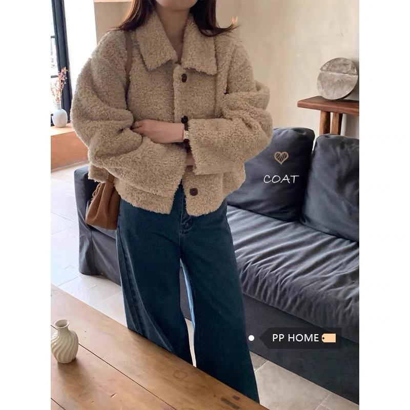 Korean Chic Plus Size Lapel Cardigan: Autumn/Winter Warm Loose Double-Sided Long Plush Coat for Women