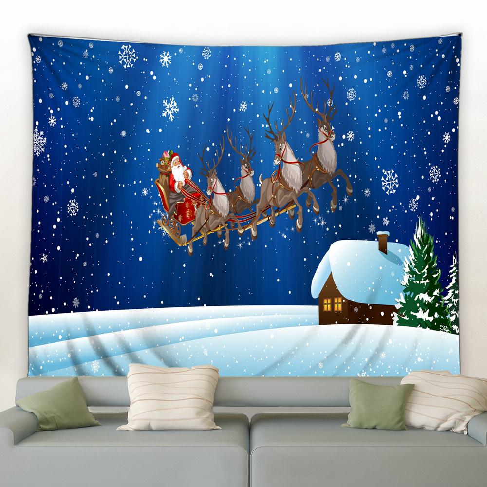 Home Decoration Christmas Pansy Claus Santa Santa Santa Shipper Printing Poly Petrapeculium Landscape Background Tapiz