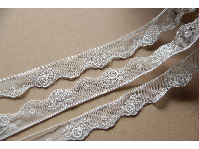 A9D11 Handmade Japanese Lace Rose Embroidery, 2cm Wide