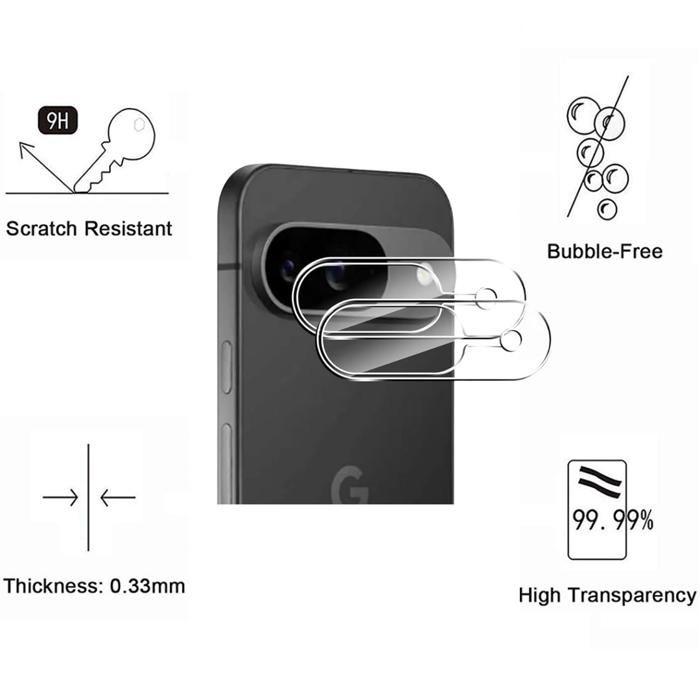 Protection Caméra - Phonillico® - Google Pixel 9 - Lot de 2 - Verre Trempé - Résistant aux rayures
