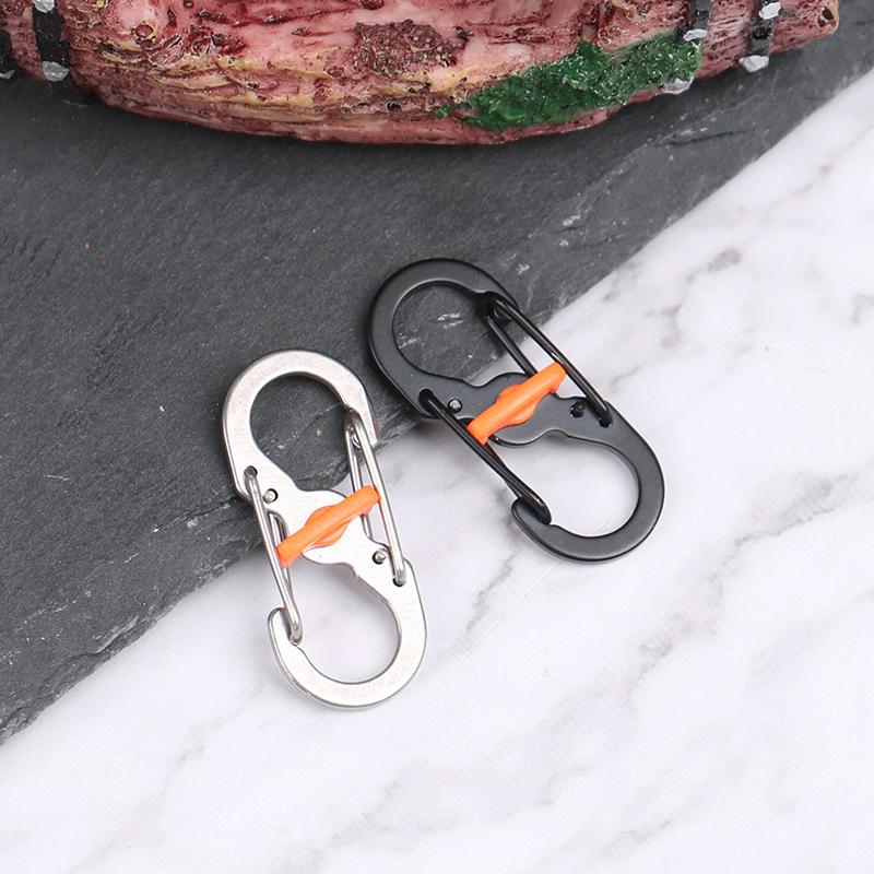 Stainless Steel Carabiner With Lock Keychain Anti-Theft Outdoor Backpack Buckle