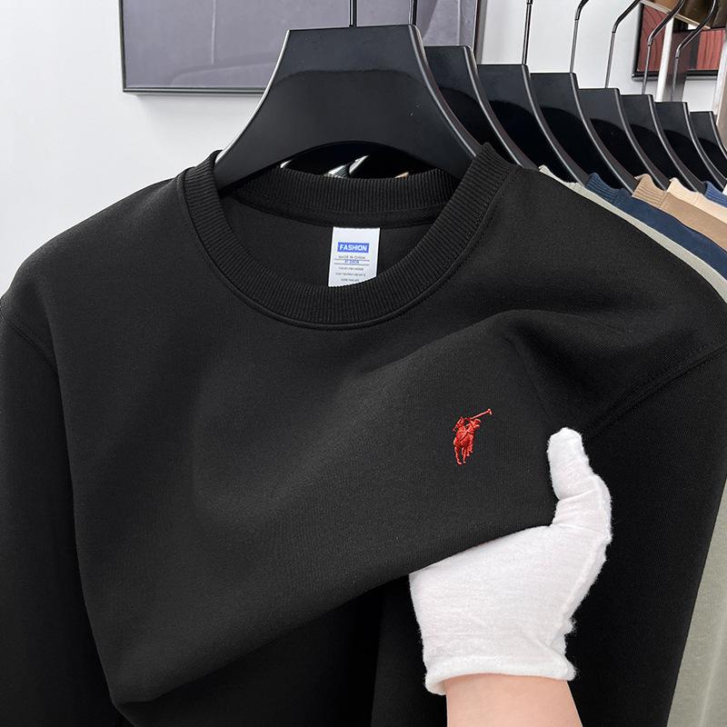 

Мужской свитер Весна и Осень Повседневный Универсальный Футболка с длинным рукавом Мужская Хлопковая Одежда 3XL чёрный