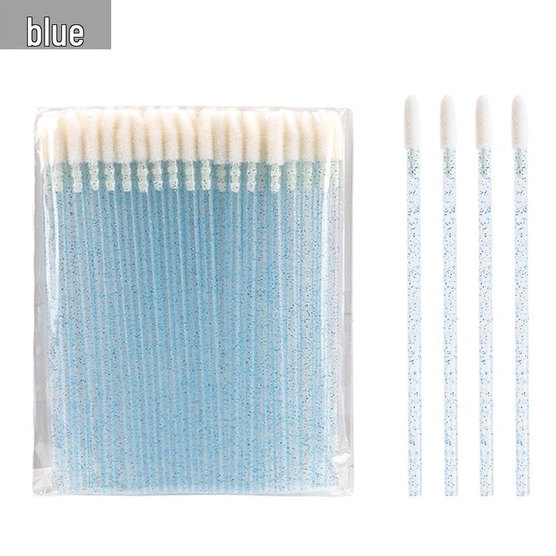 

Кристально-прозрачный полый стержень аппликатор для блеска для губ и помады - Одноразовая кисточка и ватные палочки Crystal Hollow Lip Brush 1 Set (50 pieces) синий