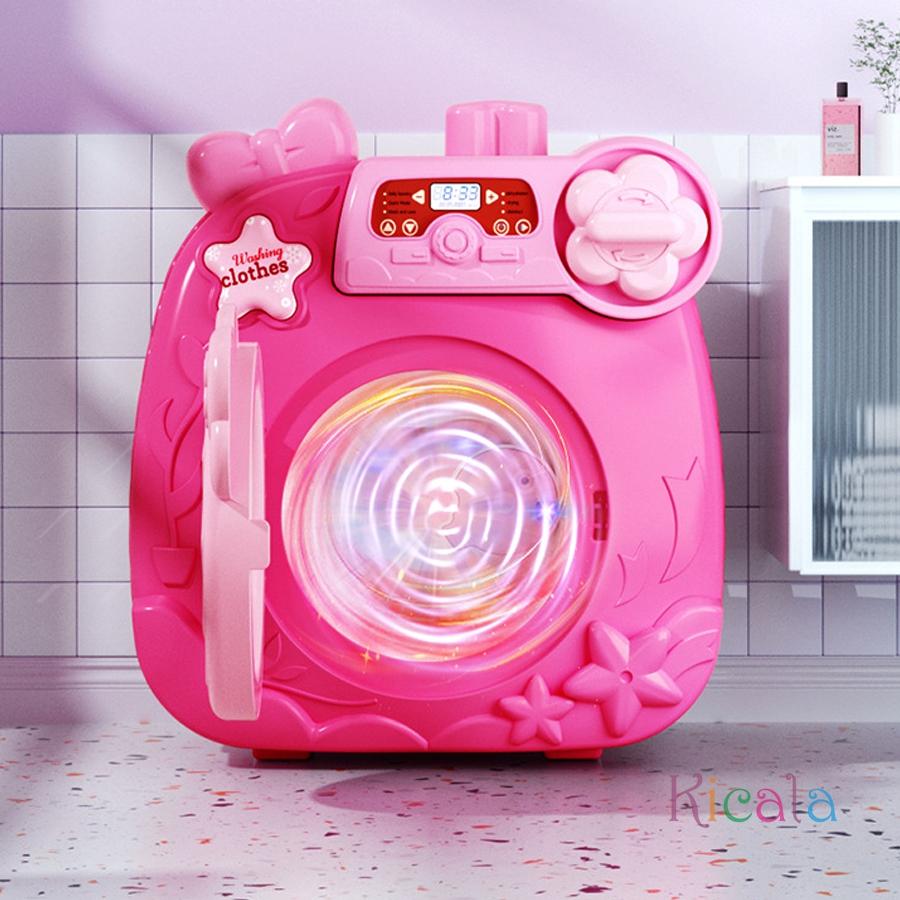 Kids Washing Machine Toy Pretend Play House Mini Simulation Electric Toys Rotate Kinetic Cleaning Preschool Toys For Girls