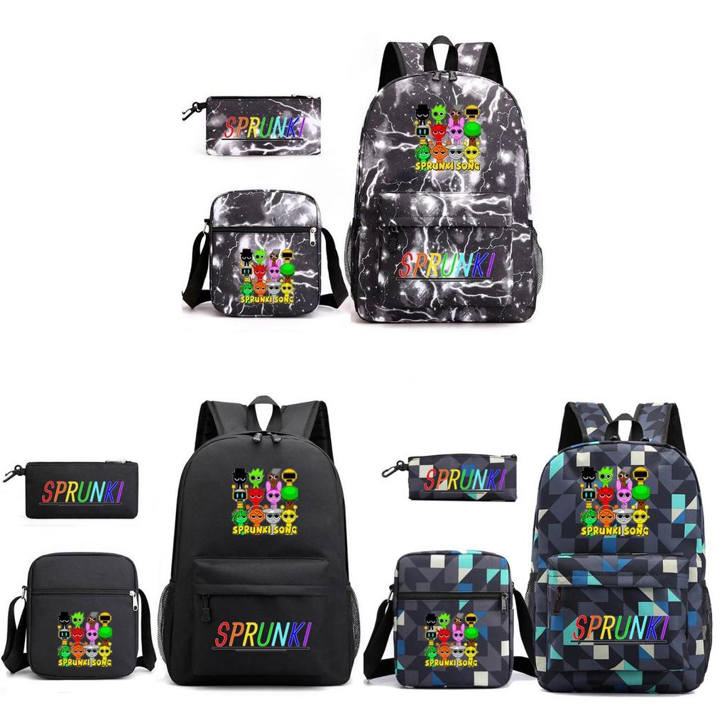 Sprunki Music Game Backpack With Cartoon Print And Ergonomic Shoulder Straps For Teens