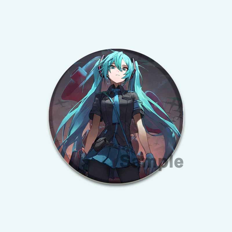 32/44/58mm Hatsune Miku Cartoon Figure Brooches Cosplay  Exquisit Badge for Collar Backpack Hat Accessory Handmade Enamel Pins Decoration