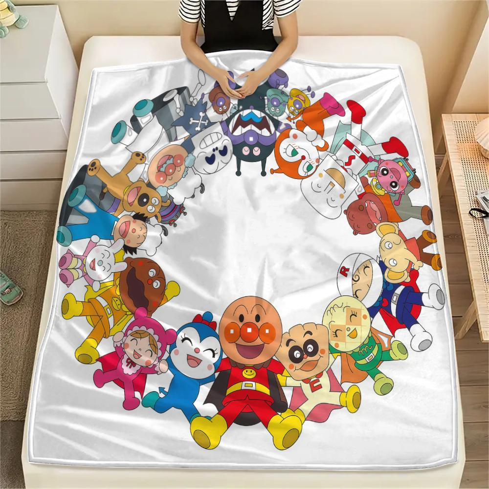 1PC Anpanman Print Flannel Blanket, High quality All Seasons, Home Decor, Warmth and Comfort, Perfect for Christmas Gifts