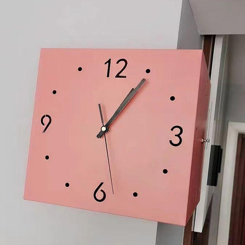 Automatic Induction Lamp Corner Wall Clock Steel Sun Corner Double-sided Wall Clock Digital Hollow Mute Free Punching
