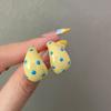 Sweet Colorful Polka Dot Enamel Geometric C-Shaped Hoop Earrings for Women Minimalist Korean Style Fashion Design Party Jewelry