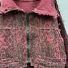 European Station retro leopard print jacket women's spring and autumn new fashion loose temperament slim denim jacket top