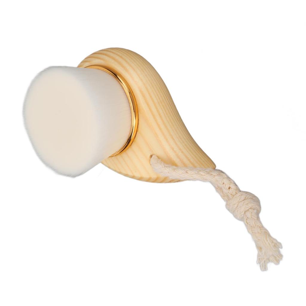 Gesichtsreinigungsbürste Buchenholzgriff Weiche Faserborsten Manuell Hölzlicher Gesichtsreiniger mit Aufhängering