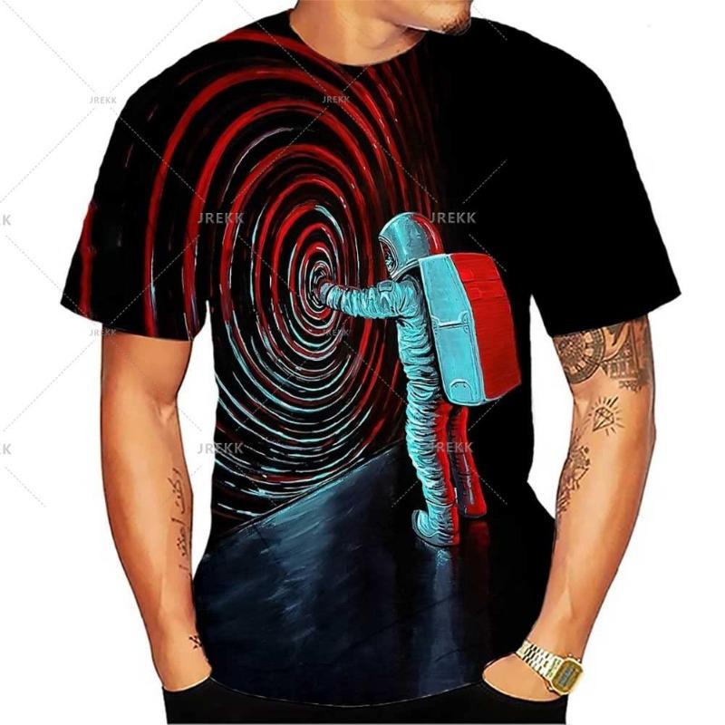 Summer Mens 3D Grim Reaper Skull Graphic Printed Design Funny T Shirts for Men Oversized T-shirt Space Travel Short Sleeve Tee