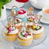 Colorful Easter Cake Decorations Set of 12pcs Rabbit Gnomes Cupcake Toppers Spring Theme Decor Easter Party Supplies