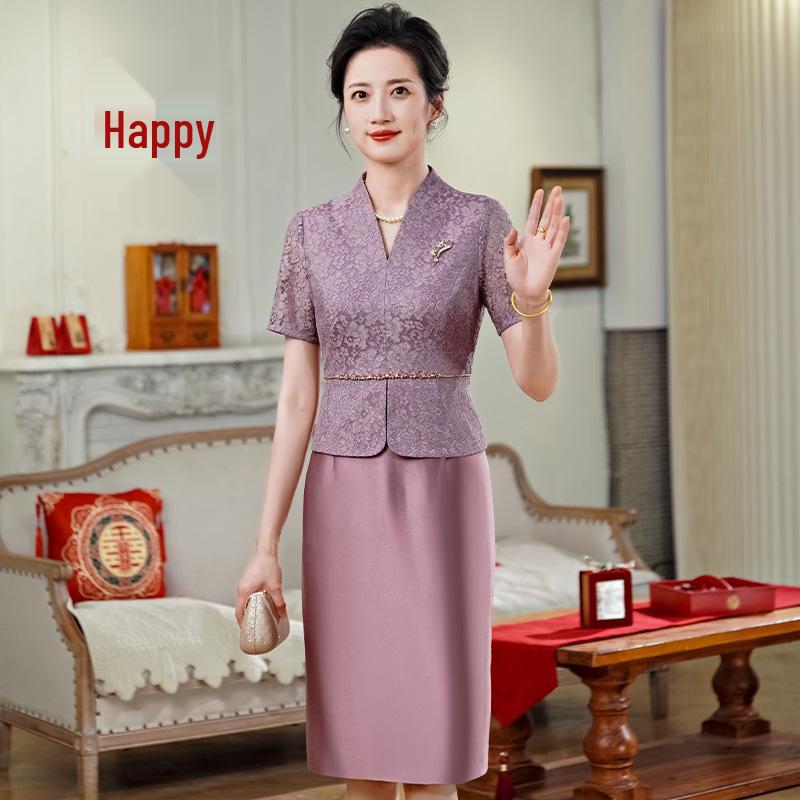 Elegant Purple Two-Piece Mother-in-Law Wedding Outfit 2025 - Fashionable, Slimming Dress Set with Flattering Design