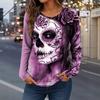Women's Autumn and Winter 3D Printed Crew Neck Long Sleeve T-Shirt Fashion Versatile Breathable Trend Casual