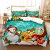 Christmas New Pattern Digital Printing Three-Piece Set 3D Three-Dimensional Polished Chemical Fiber Quilt Cover Pillowcase To Picture