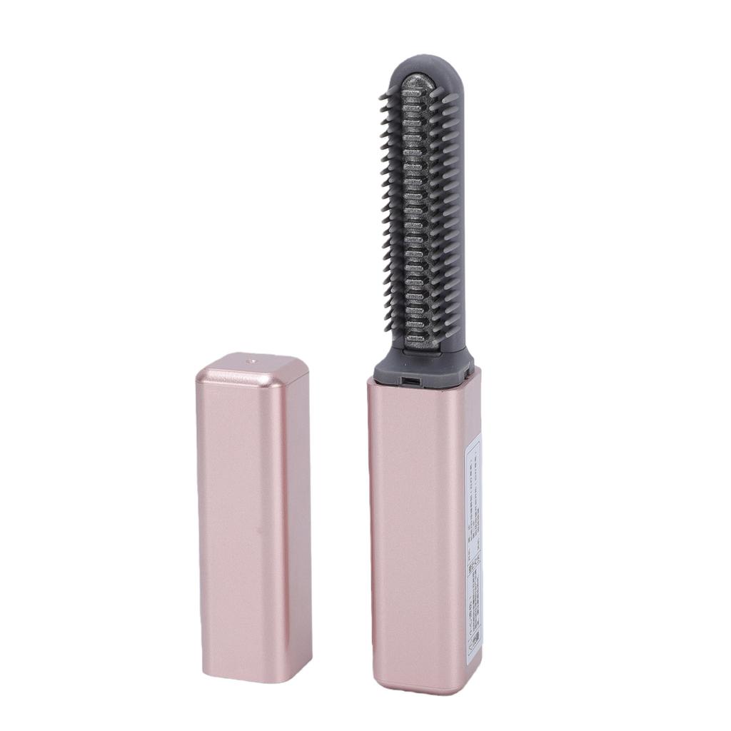 Mini Straightener Comb for Bangs Cordless Rechargeable Mini Hot Comb Straightening Brush Rosy Gold