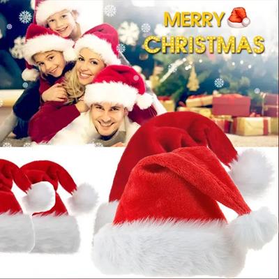 Christmas Santa Hat For Adults And Kids Xmas Red Long Plush Holiday Hats Comfort Velvet Party New Year Festive Supplies