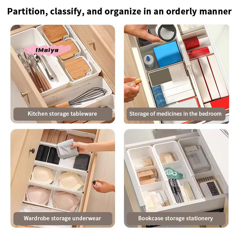M-1Pc Drawer Organizer Expandable Utensil Tray For Kitchen Adjustable Flatware Stationery Cosmetics Holder Cutlery Storage Box