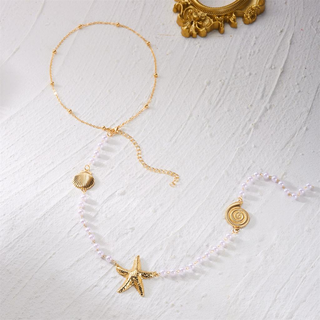 Boho Starfish Conch Shell Back Drop Chain For Women Sexy Long Tassel Pearl Chain Beach Vacation Dress Bikini Body Jewelry Gifts