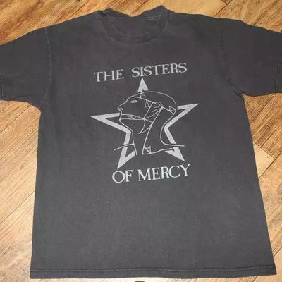 T-shirt Unisexe Noir de Tournée du Groupe The Sisters of Mercy Taille Complète T-shirt pour Homme Noir Décontracté Col Rond Coton