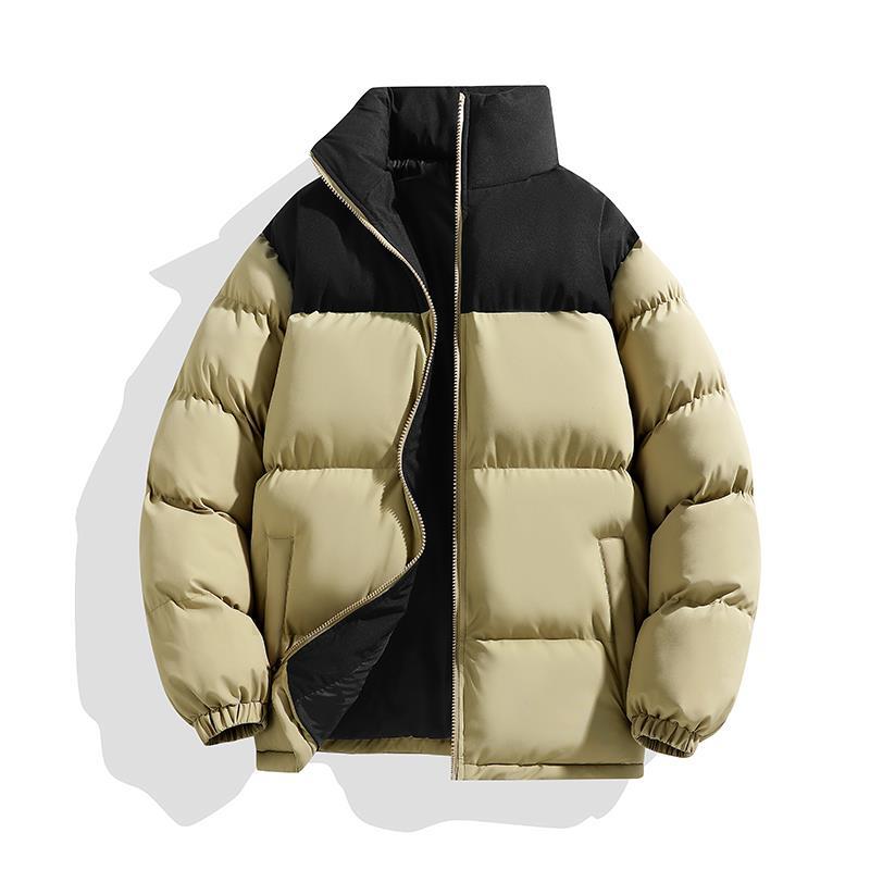 Splicing Stand-up Collar Cotton Clothes Men's Winter New High Street Fashion Loose Trendy Brand Casual Versatile Warm Jacket