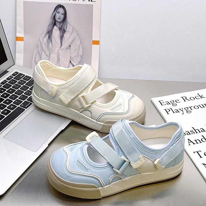 - Fashion casual comfortable versatile Velcro white shoes women's summer hollow sports sandals