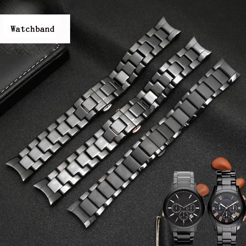 Alta qualità per cinturino per orologio AR1451 AR1452 AR1400 AR1410 con chiusura a farfalla in acciaio inossidabile 22mm 24mm cinturini per orologio in ceramica