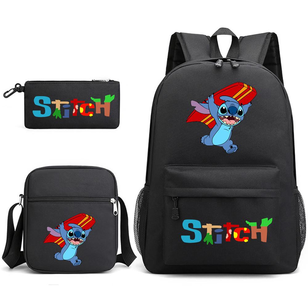 Interstellar Baby Stitch Three-Piece School Bag Cartoon Peripheral Printed Polyester Backpack Student School Bag Leisure Bag