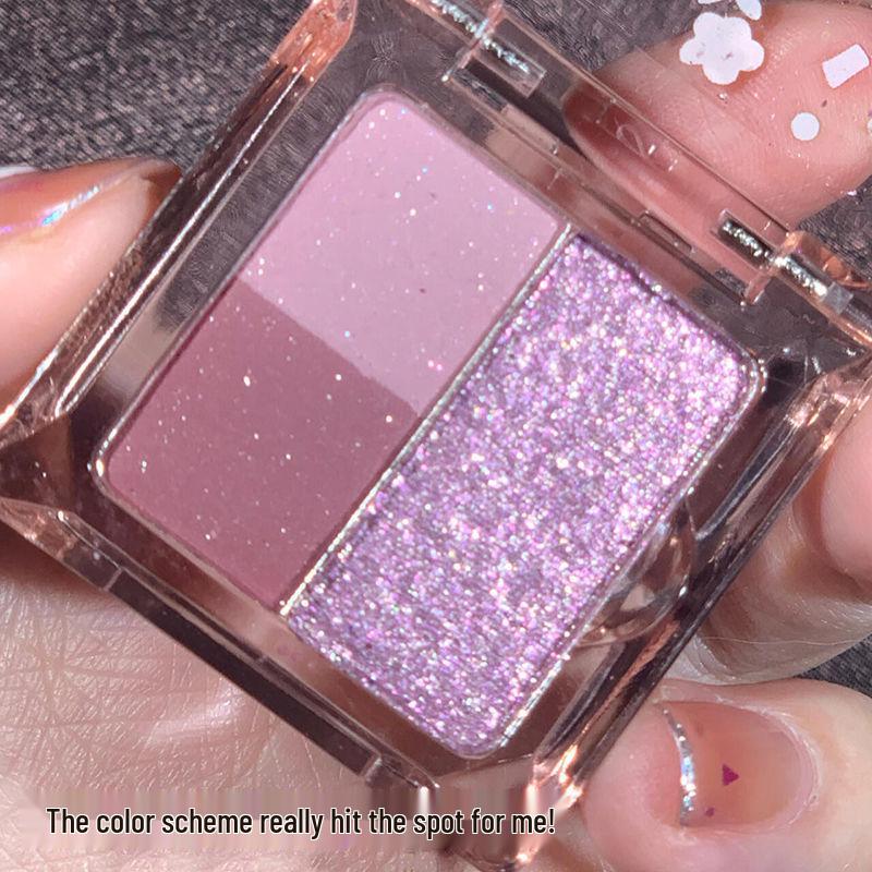 TINGPHE Ice Grape Pink-Purple Shimmer Eyeshadow Palette - Student Party Glitter, Portable Brightening Makeup.