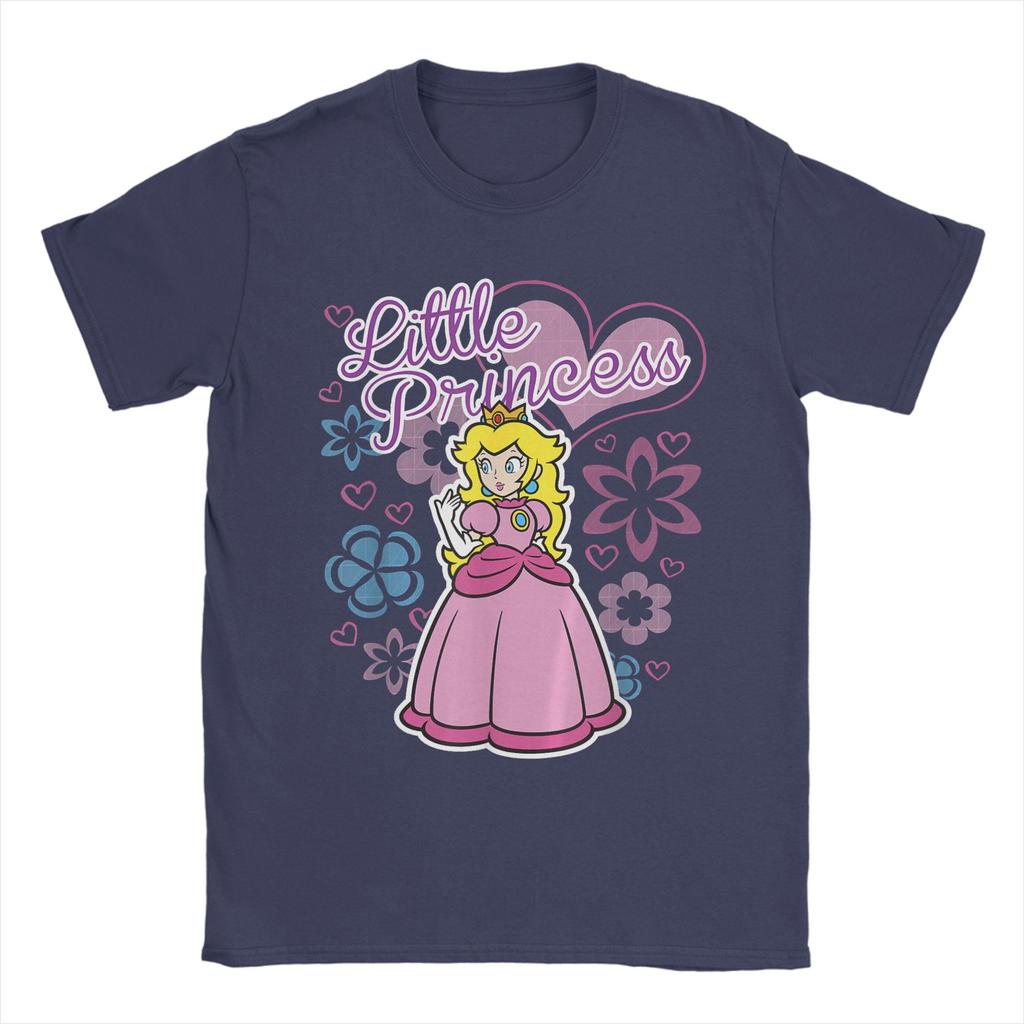 Super Marios Peach Little Princess Flowers and Hearts T Shirts for Unisex 100 Cotton TShirts Tees Short Sleeve Clothing Big Size
