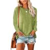 JPNTKY Women's Fashion Casual Solid Color Print O-Neck Long Sleeve Blouses & Shirts