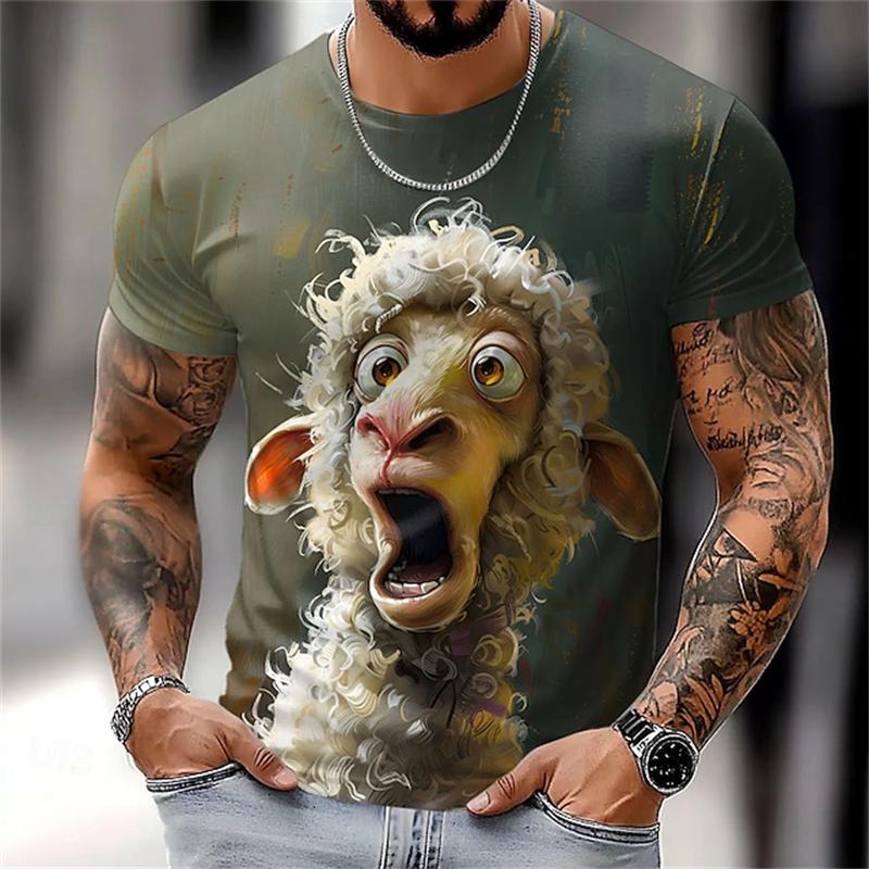 New Men's Animal Graphic T-shirt Summer Fun and Fashionable Short-sleeved Top Men's Loose Round-neck T-shirt Parent-child Outfit
