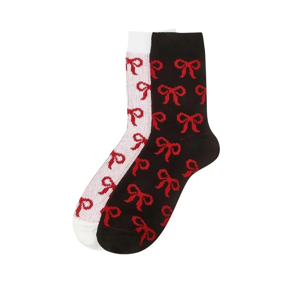 [25FW] Women s Ribbon Jacquard Mid-calf Socks 2-Piece Set JASS5F040R2