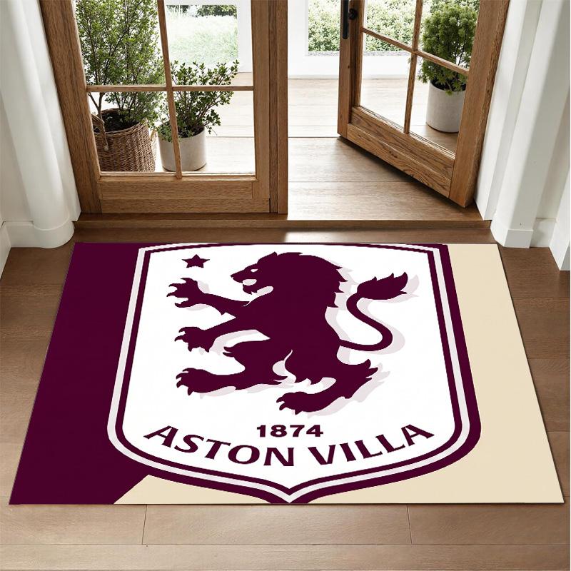 Aston Villa Football Design Crystal Velvet Rug Soft Decorative Mat for Bedroom Entrance