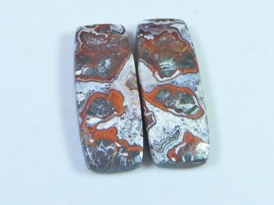 29Cts. AAA Crazy Lace Agate (11X28 Mm Each) Octagon Cabochon Matched Pair SK-3067