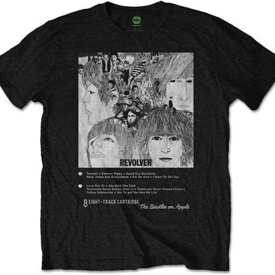 Beatles Herren Revolver 8-Spur Slim Fit T-Shirt Schwarz