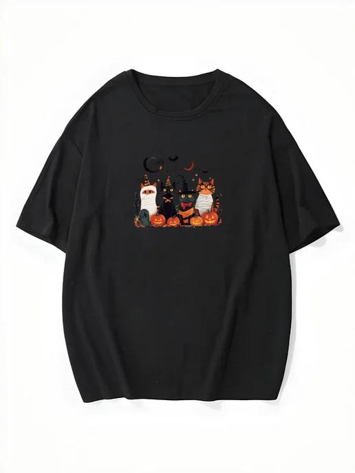 Oversized T-shirt with Halloween print S