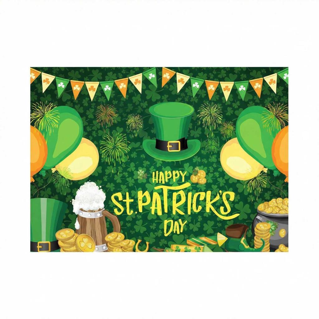 St. Patrick's Day Banner, Irish Commemorative Flag, Decorative Flag With Shamrocks