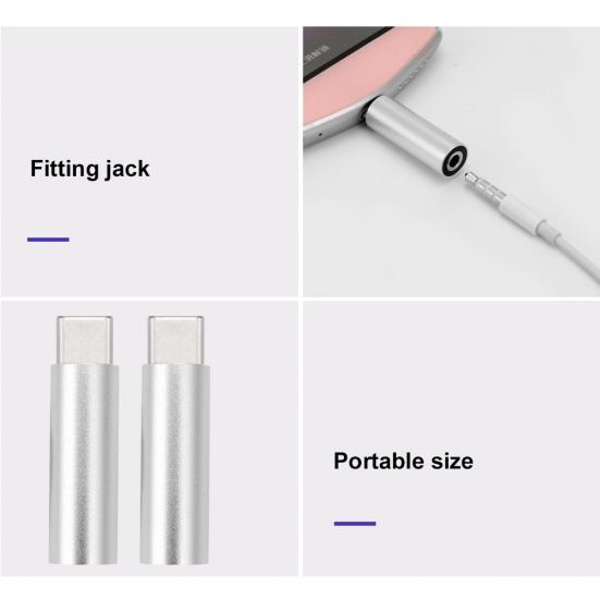 Portable Aluminum Alloy Type-c to 3.5mm Jack Earphone Audio Converter Adapter