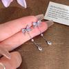 High-end Sweet Bow Tassel Water Drop Stud Earrings Women's New Zircon Light Luxury High-end Accessories