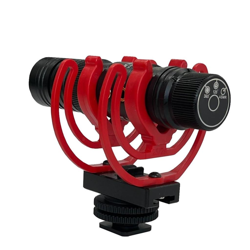 Saramonic VmicMiniS II Multi-Pattern Condenser Microphone, ASMR Compatible, with Rycote Shock Mount